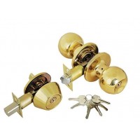 ADIR - PREMIUM UPGRADE ENTRY DOOR KNOB COMBO LOCK SET WITH SOLID BRASS DEADBOLT LATCH AND 6 KW1 KEYS (BRASS FINISH US3)