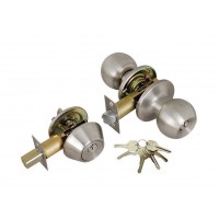 ADIR - PREMIUM UPGRADE ENTRY DOOR KNOB COMBO LOCK SET WITH SOLID BRASS DEADBOLT LATCH AND 6 KW1 KEYS (STAINLESS STEEL US32D)