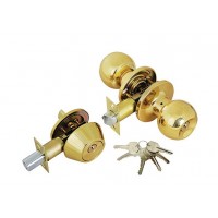 ADIR - ENTRY DOOR KNOB COMBO LOCK SET WITH DEADBOLT AND 6 KW1 KEYS (BRASS FINISH US3)