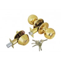 ADIR - ENTRY DOOR KNOB COMBO LOCK SET WITH DEADBOLT AND 6 SC1 KEYS (BRASS FINISH US3)