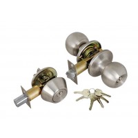 ADIR - ENTRY DOOR KNOB COMBO LOCK SET WITH DEADBOLT AND 6 KW1 KEYS (STAINLESS STEEL US32D)