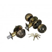 ADIR - ENTRY DOOR KNOB COMBO LOCK SET WITH DEADBOLT AND 6 KW1 KEYS (ANTIQUE BRASS FINISH US5)