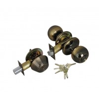 ADIR - ENTRY DOOR KNOB COMBO LOCK SET WITH DEADBOLT AND 6 SC1 KEYS (ANTIQUE BRASS FINISH US5)