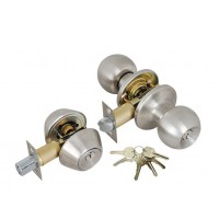 ADIR - ENTRY DOOR KNOB COMBO LOCK SET WITH DOUBLE CYLINDER DEADBOLT AND 6 KW1 KEYS (STAINLESS STEEL FINISH US32D)