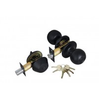 ADIR - ENTRY DOOR KNOB COMBO LOCK SET WITH DEADBOLT AND 6 KW1 KEYS (BLACK FINISH US10B)
