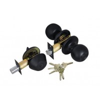 ADIR - ENTRY DOOR KNOB COMBO LOCK SET WITH DEADBOLT AND 6 SC1 KEYS (BLACK FINISH US10B)