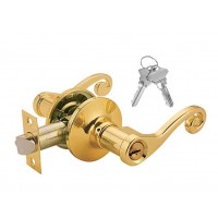 ADIR - LIGHT COMMERCIAL DUTY ENTRY DOOR LEVER LOCK SET WITH 2 SC1 KEYS (BRASS FINISH US3)