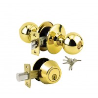 ADIR - GRADE 3 COMBO LOCK SET WITH ENTRY DOOR KNOB AND DEADBOLT WITH 6 SC1 KEYS (BRASS FINISH US3)