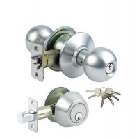 ADIR - GRADE 3 COMBO LOCK SET WITH ENTRY DOOR KNOB AND DEADBOLT WITH 6 KW1 KEYS (STAINLESS STEEL US32D)