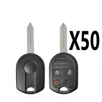 (50 PACK) E-SHELL EXTRA STRENGTH 3 BUTTON REMOTE HEAD KEY SHELL FOR FORD