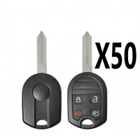 (50 PACK) E-SHELL EXTRA STRENGTH 4 BUTTON REMOTE HEAD KEY SHELL FOR FORD