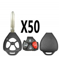 (50 PACK) E-SHELL EXTRA STRENGTH 4 BUTTON REMOTE HEAD KEY SHELL FOR TOYOTA