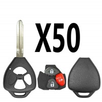 (50 PACK) E-SHELL EXTRA STRENGTH 3 BUTTON REMOTE KEY SHELL FOR TOYOTA