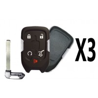(3 PACK) REPLACEMENT 2017- 2020 GMC 5B SMART KEY HATCH REMOTE START - PN 13508275 / 13523305
