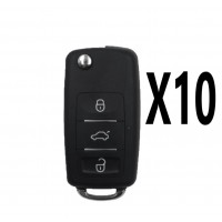 (10 PACK) XHORSE VOLKSWAGEN STYLE - 3B WATERPROOF UNIVERSAL REMOTE FLIP KEY FOR VVDI KEY TOOL (WIRED)