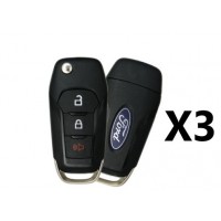 (3 PACK) 2015-2018 FORD F-SERIES EXPLORER 3 BUTTON REMOTE FLIP KEY PN 164-R8130